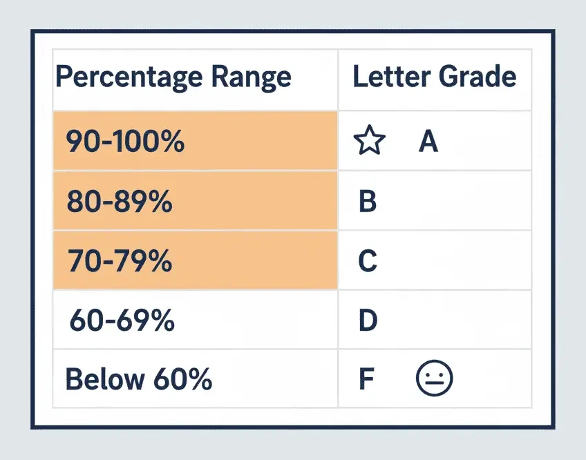percentage to letter grade conversion chart for exams